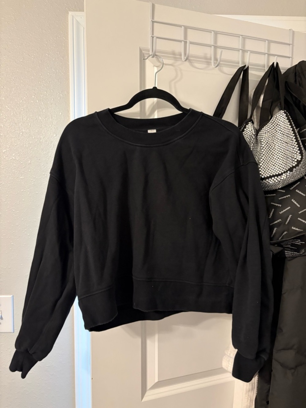 lululemon athletica Black Cropped Crewneck Sweatshirt - Women's